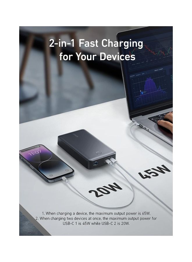 Anker Power Bank, 24,000mAh 65W Portable Charger, 537 Power Bank (PowerCore 24K for Laptop), for Dell XPS, Microsoft Surface, iPad Pro, iPhone 16/15 Series, Macbook, Apple Watch Series 5, and More - Image 2